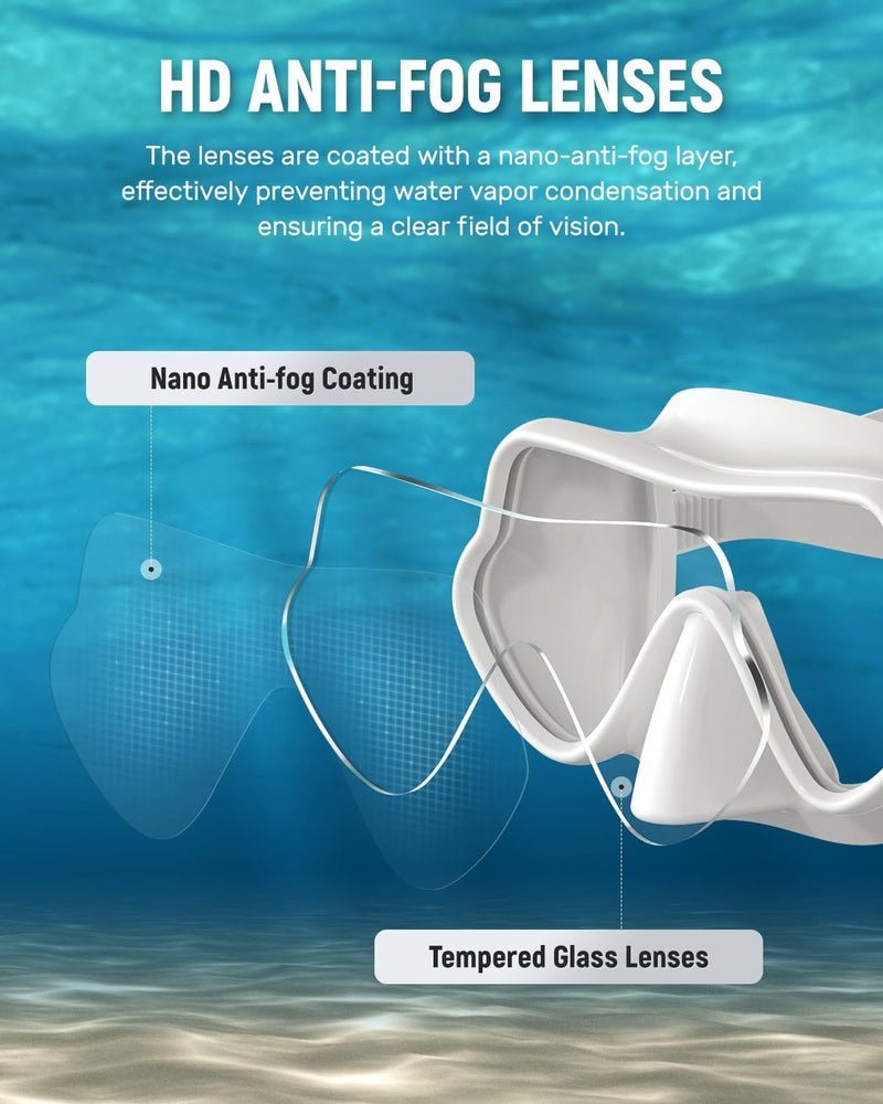 W WSTOO WSTOO Frameless Swim Goggles with Nose Cover for Adults, Panoramic Anti-Glare & Anti-Fog Tempered Glass Lenses, and Perfect Seal Food-Grade Silicone Skirt, Suitable for Snorkelling and Diving - Image 2